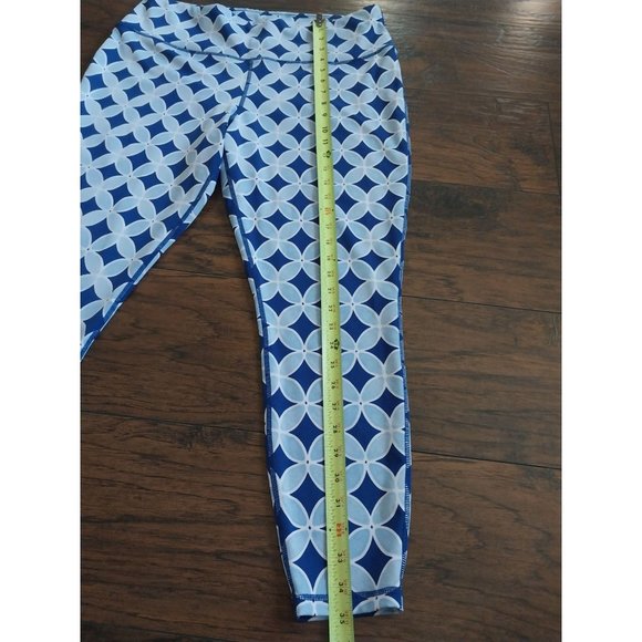 Crown & Ivy Blue Stretch  Flower Ankle Workout Leggings Size XL - Picture 10 of 10